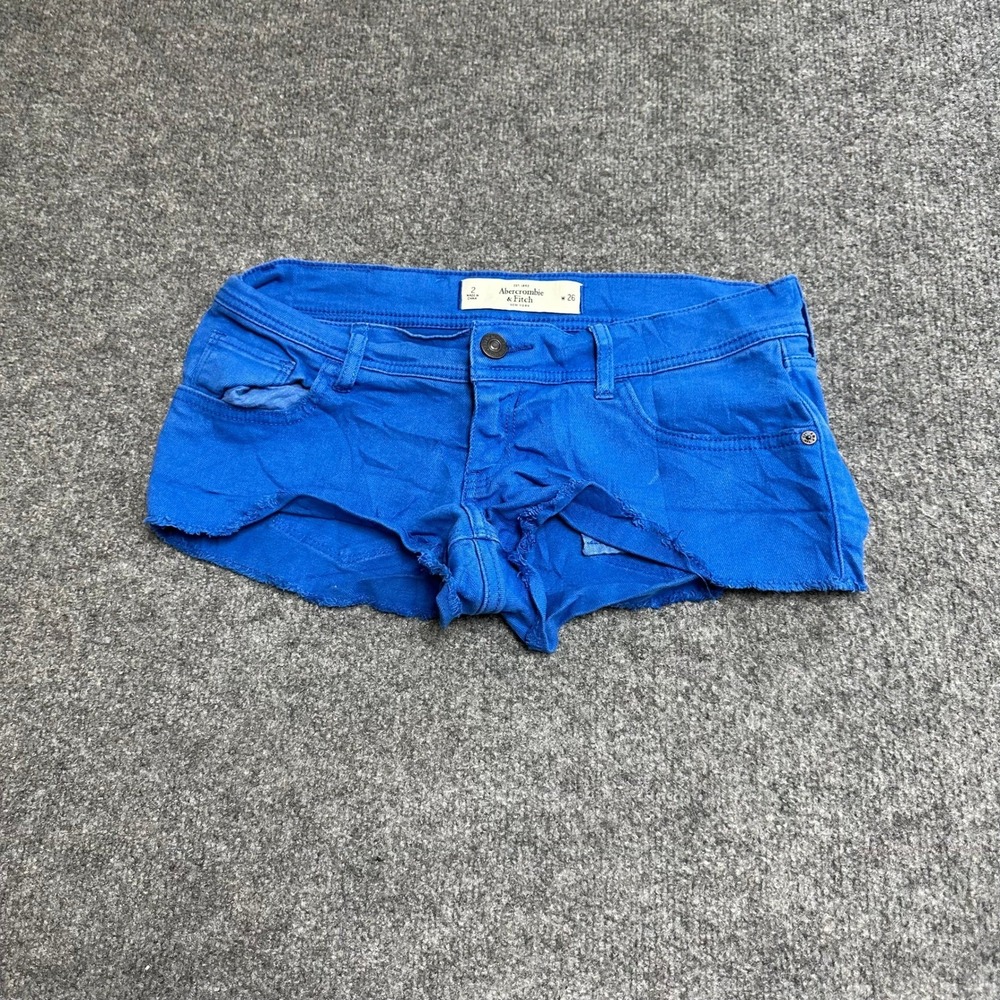 Abercrombie & Fitch Shorts Womens Size 2 Blue Cutoff Low Rise Raw Hem Casual Y2K